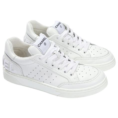 chanel trainers mens white|chanel white leather trainers.